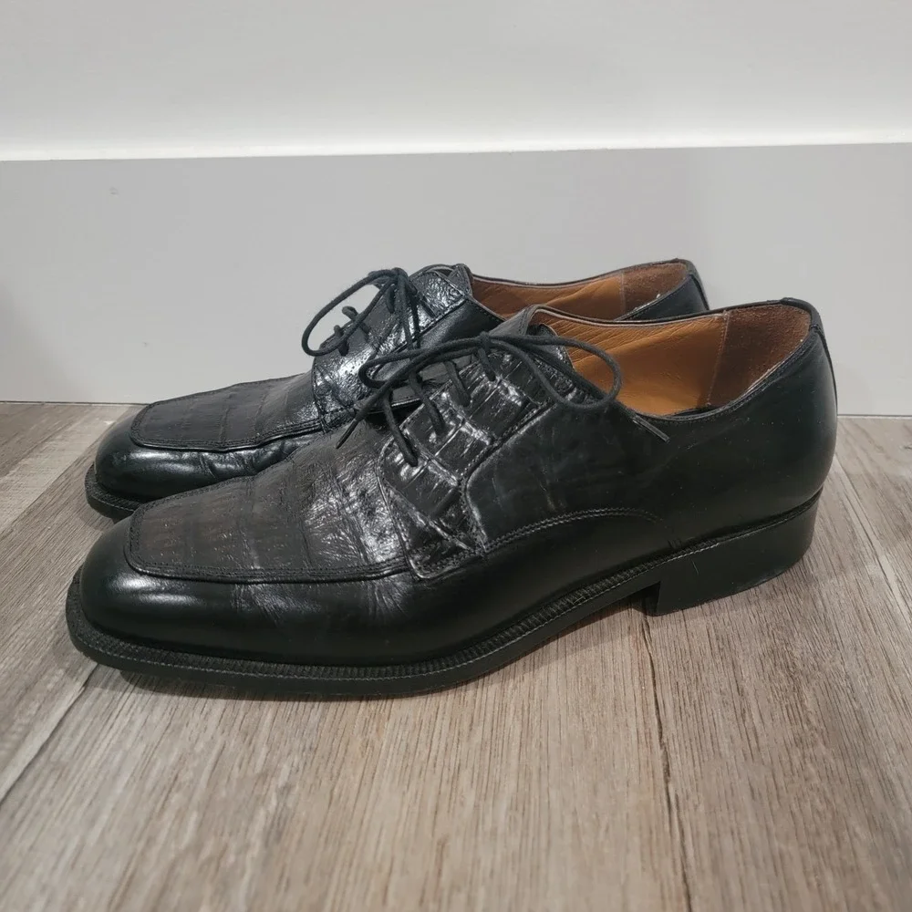 Caporicci Mens Crocodile Leather Dress Shoes Size‎ 10 Business Formal Oxford